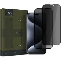 Hofi iPhone 16 Anti Spy Pro+ Privacy Beskyttelsesglass - 2 Stk. - Svart Kant