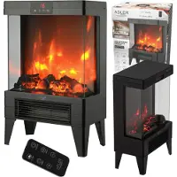 Adler Elektrisk peis med 3D-flammeeffekt / varmeovn / peisovn med to varmenivåer 1000/2000 W