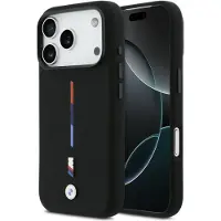 BMW M Silicon Tricolor Line MagSafe-etui til iPhone 17 Pro – svart
