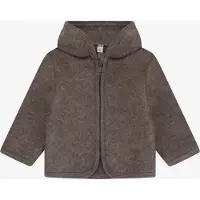 Huttelihut Cardigan - Ullfleece - Brown Melange m. Ører - - 74 - Cardigan