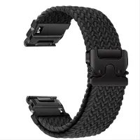 INF Elastisk nylonvevd klokkereim kompatibel med Garmin Fenix 8/7X Pro/955/965 hurtigutløsende magnetisk spenne Black 26 mm