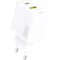 Dudao GaN-vegglader PD 30 W med USB og USB-C - hvit
