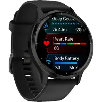 Garmin Venu 3 - 45 mm - svart fiberarmert polymer - smartklokke med bånd - silikon - håndleddstørrelse: 135-200 mm - display 1.4 - 8 GB - Bluetooth, Wi-Fi, ANT+ - 30 g