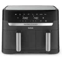Tefal Dual Easy Fry & Grill EY905B, Varmluftsfrityr, 8,3 l, Dobbel, Grå, Berøringskontroll, Enkeltstående