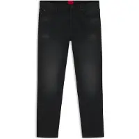 HUGO for man. 50517492 Tapered fit jeans in deep black stretch denim (32/34), Casual, Organic Cotton, Sustainable