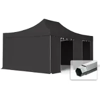 TOOLPORT 4x6 m aluminium, pop up partytelt, 4 sidepaneler, svart