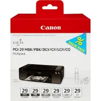 Canon PGI-29 MBK/PBK/DGY/GY/LGY/CO Multipack - 6-pack - 36 ml - grå, lysegrå, mørk grå, matt svart, fotosort, kromaoptimerer - original - blekkbeho...