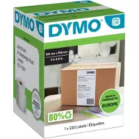 Dymo LW ekstra store forsendelsesetiketter, 104mm x 159mm, Ruller med 220 stk., sort på hvit