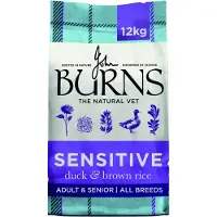 Burns Adult & Senior Sensitive and & brun ris - Økonomipakke: 2 x 12 kg