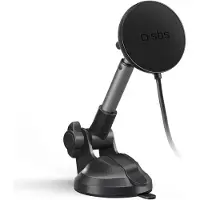 SBS Telescopic smartphone holder with inductive chargerwith suction cup compatible with MagSafe - black