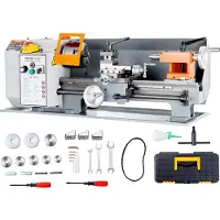 Vevor metalldreiebenk, 7'' x 13,78'', presisjonsbenkdrevet metalldreiebenk, 0-2200 o/min kontinuerlig variabel hastighet, 500 W børstemotor metallgir, med verktøykasse for bearbeiding av presisjonsdel