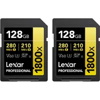 Lexar Professional GOLD Series - Flashhukommelseskort - 128 GB - Video Class V60 / UHS-II U3 / Class10 - 1800x - SDXC UHS-II (pakke med 2)