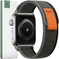 Super Merchant Nylon Strap for Apple Watch 4 / 5 / 6 / 7 / 8 / 9 / SE / Ultra 1 / 2 (42/44/45/49 mm) - Black & Orange
