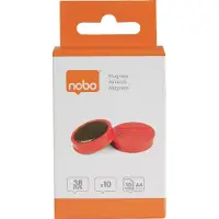Nobo Whiteboard magneter 38 mm, styrke 1,5kg, pakke med 10 stk., Whiteboard-magnet, Rød, 38 mm, 190 mm, 20 mm, 250 g