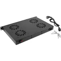 Lanberg - Rackviftepanel - med 4 kjølevifter - 230 V - svart, RAL 9004 - 1U - 19