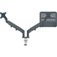 Leitz Ergo - Monteringssett (spring-assisted dual arm) - for 2 LCD-skjermer eller LCD-skjerm og notebook - space saving - mørk grå - skjermstørrelse: 17-32