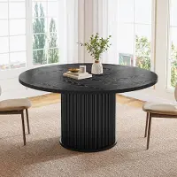 24hShop Rundt spisebord Ø120 cm / matbord for 4–6 personer / kjøkkenbord med metallunderstell – Svart