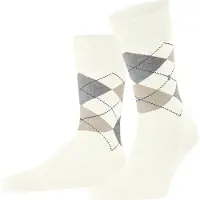 Burlington Manchester Sokk Rutete Råhvit 2049 Hvit Off-white Størrelse