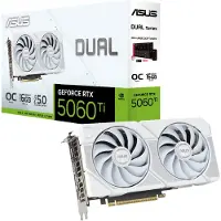 Asus Dual -RTX5060TI-O16G-WHITE, GeForce RTX 5060 Ti, 16 GB, GDDR7, 128 bit, 7680 x 4320 piksler, PCI Express 5.0
