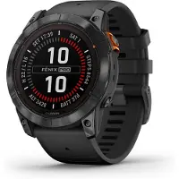 Garmin Fenix 7X Pro - Solar Edition - 51 mm - skifergrå - Ja sportsur med bånd - silikon - svart - håndleddstørrelse: 127-210 mm - display 1.4 - 32 GB - Bluetooth, Wi-Fi, ANT+ - 96 g