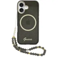 GUESS iPhone 17 IML Glitter Script Rem-deksel - MagSafe-kompatibel - Svart
