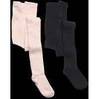 Minymo Strømpebukser - 2-pack - Offwhite/Navy m. Hullmønster - - 104/110 - Strømpebukser