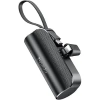 Yes I Do Yesido YP68 5000mAh Lightning Power Bank med USB-C-kabel og skjult stativ - Svart