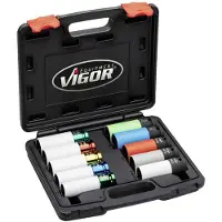 Vigor slagtrekker toppnøkkelsett V6312/10, firkant 1/2 (12,5 mm), 10 deler