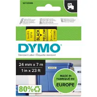 Dymo Merkebånd D1 24 mm, svart på gul