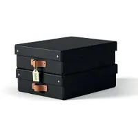 Leitz Puro oppbevaringsboks med lokk, middels lav, 8L, 100 % resirkulert kartong, pakke med 2, Svart, Kartong, 8 l, 270 mm, 370 mm, 100 mm