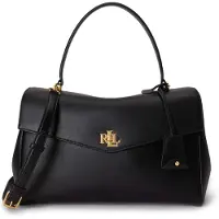 Ralph Lauren for woman. 431P11738002 Black nappa medium Farrah satchel bag (OSFA), Casual, Leather