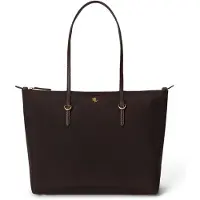 Ralph Lauren for woman. 431916737054 Keaton medium tote bag in dark brown nylon (OSFA), Casual, Recycled nylon