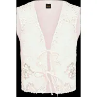 BOSS for woman. 50556743 Bordeaux waistcoat with white knotted fastening (38), Casual, Polyester, Sleeveless / Straps