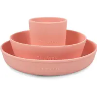 Filibabba Spisesett - Silikon - 3 Deler - Peach - - OneSize - Spisesett