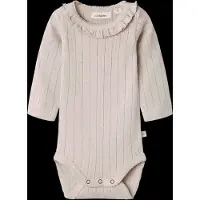 Name it Lil' Atelier Body I/e - NbfRachel - Gråmorn m. Hullmønster - - 2 år (92) - Langermet Body