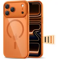 Tech-Protect Magpeak Magsafe CC-etui for iPhone 17 Pro Max - gjennomsiktig oransje