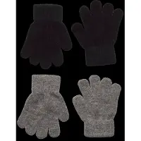 CeLaVi Hansker - Ull/Nylon - 2-pack - Svart/Grå Melert - - 3-6 år (98-116) - Handsker