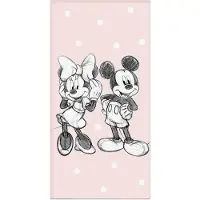 Licens Prikket Mickey og Minnie Mouse håndkle - 70x140 cm - 100% bomull - Mykt badehåndkle med de søte musene