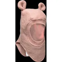 Huttelihut Balaclava - Ull/Bomull - 2-lags - Plys - Rose Melange - - 0-1 år (50-80) - Balaclava - dobbel