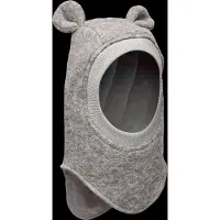 Huttelihut Balaclava - Ull/Bomull - 2-lags - Plys - Medium+ Grey - - 1-2 år (80-92) - Balaclava - dobbel