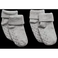 Minymo Sokker - Rib - 2-pack - Light Grey Melange - - 23/26 - Sokker