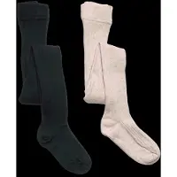 Minymo Strømpebukser - 2-pack - Solid Rib - Total Eclipse - - 128/134 - Strømpebukser