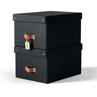 Leitz Puro oppbevaringsboks med lokk, medium, 17L, 100 % resirkulert kartong, pakke med 2, Svart, Kartong, 17 l, 270 mm, 370 mm, 200 mm