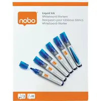 Nobo flytende blekk whiteboardpenner, rund tupp, pakke med 10 stk. Blå
