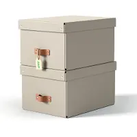 Leitz Puro oppbevaringsboks med lokk, medium, 17 l, 100 % resirkulert papp, beige - (2 stk./pakning)