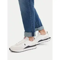 Ralph Lauren for man. 809P01638001 White suede and oxford Train 89 sneakers (40), Leather, Flat, Laces, Casual
