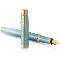 Parker IM Writing Rituals Fountain Pen | Turquoise Green Finish with Gradient | Gold Trims | Medium Nib | Blue Ink | Gift Box