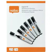Nobo flytende blekk whiteboardpenner, rund tupp, pakke med 10 stk. Sort