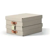 Leitz Puro oppbevaringsboks med lokk, middels lav, 8L, 100 % resirkulert kartong, pakke med 2, beige