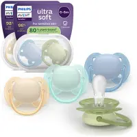 Philips Avent Pacifier ultra soft 4 pack 0-6 mdr. gul/hvid/blå/grøn